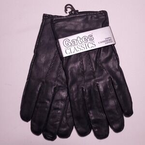 New GATES Black Leather Cashmere Lined Driving Gloves Mens XL NWT